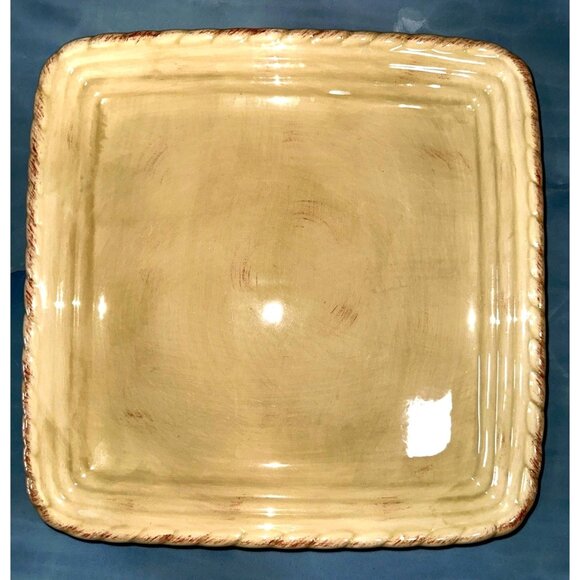 Square Artimino Tuscan Countryside Cream Stoneware 2 Dinner Plates - Picture 1 of 8